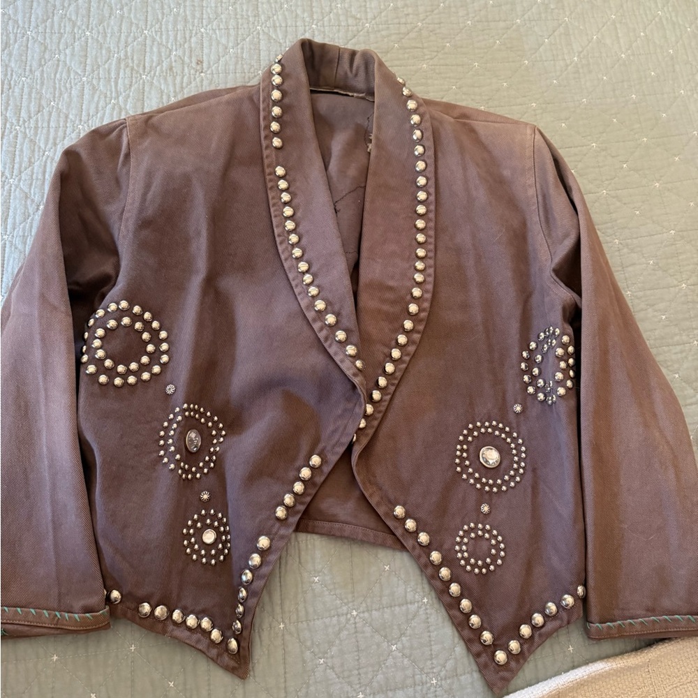 Custom Brown Studded Women's Jacket